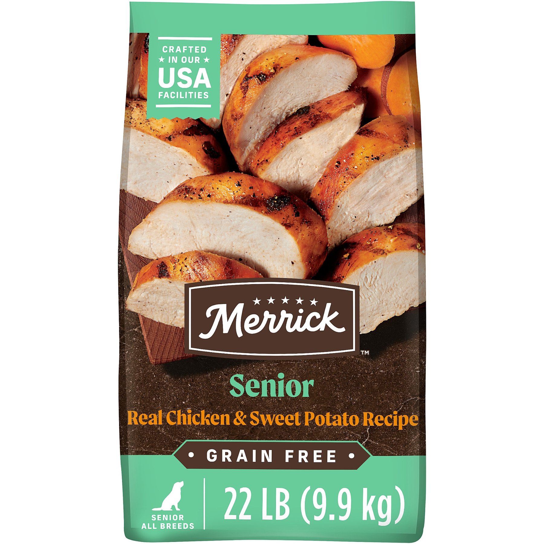 MERRICK Grain Free Senior Dry Dog Food Real Chicken Sweet Potato Recipe 22 lb bag Chewy