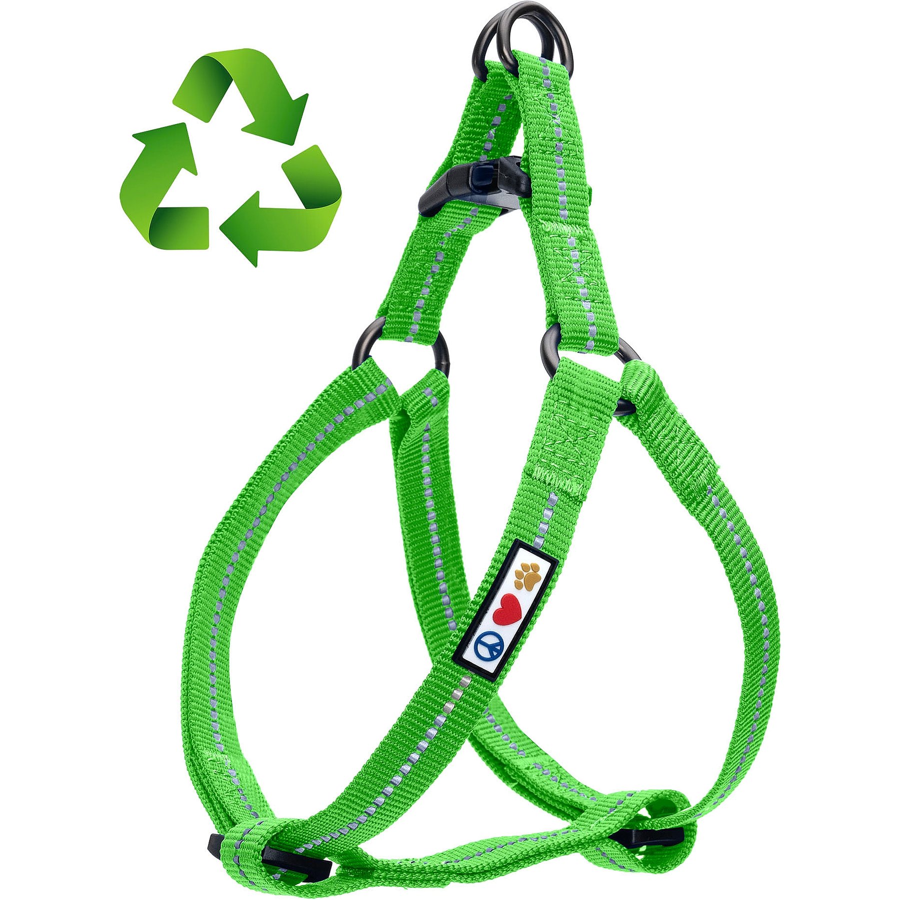 Pawtitas Recycled Reflective Dog Harness, Green, Small: 15 to 22-in chest