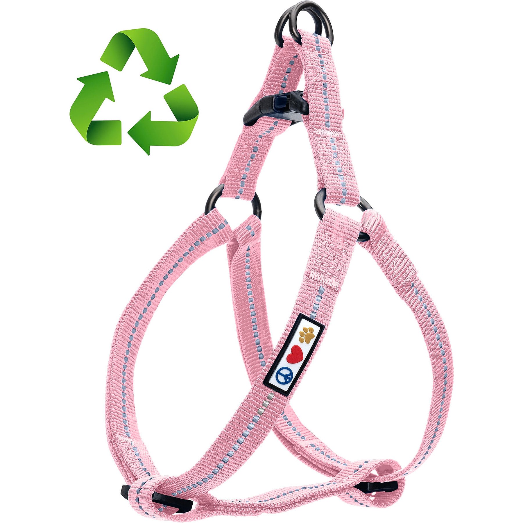 Pawtitas Recycled Reflective Dog Harness, Pink, X-Small: 11 to 15-in chest