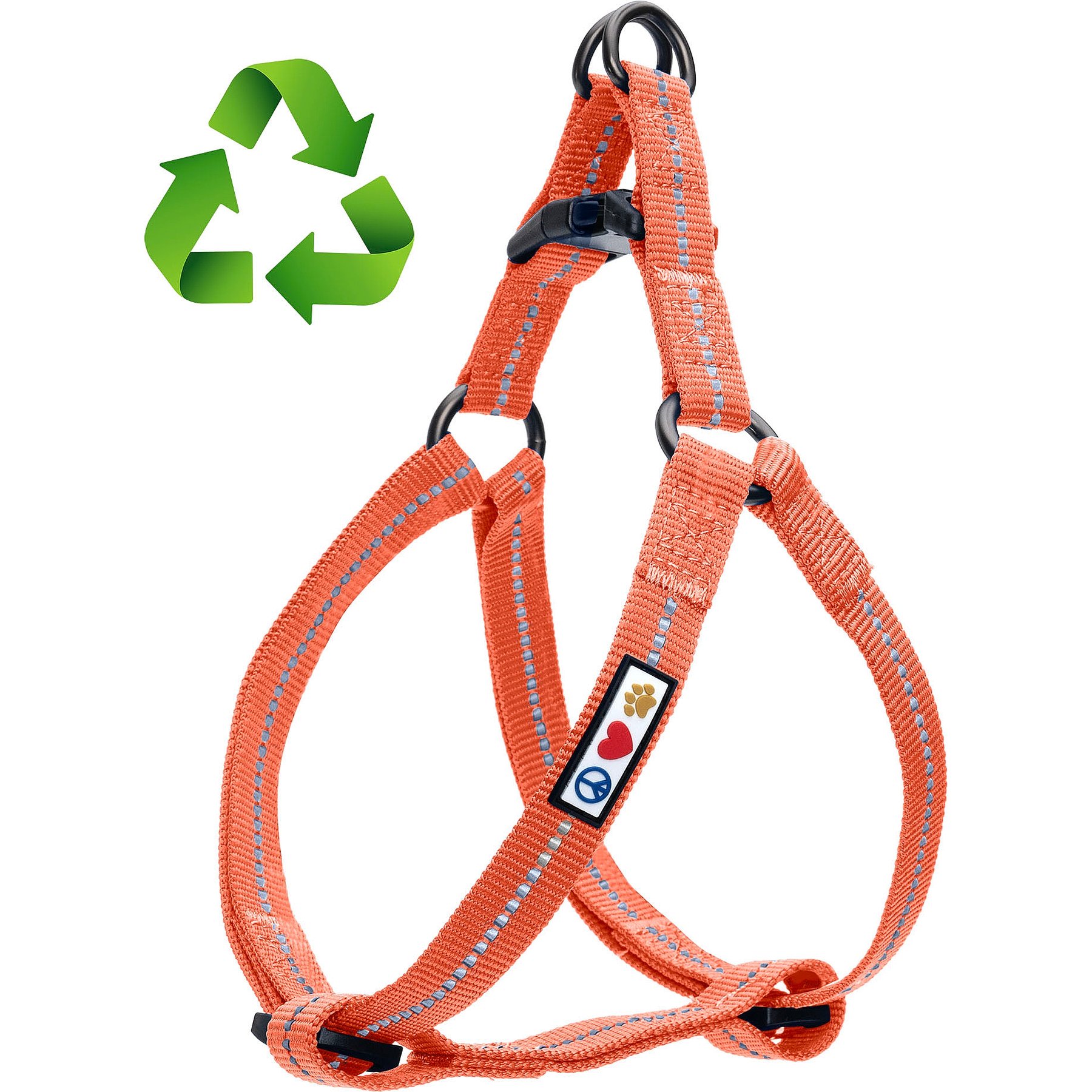 Pawtitas Recycled Reflective Dog Harness, Coral, Large: 24 to 33-in chest