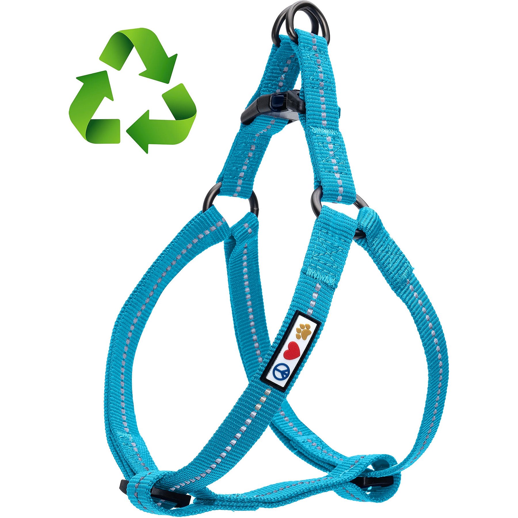 Pawtitas Recycled Reflective Dog Harness, Teal, X-Small: 11 to 15-in chest
