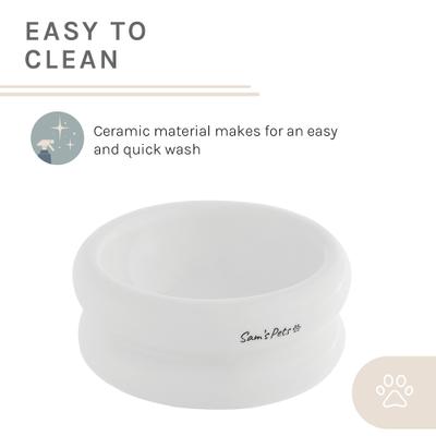 Show full view: Sam's Pets Tall Tulip Glossy Non-Skid Ceramic Dog & Cat Bowl, 350-mL, White slide 8 of 11