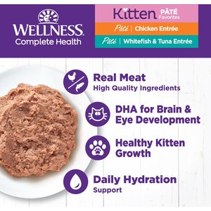 Wellness Complete Health Kitten Variety Pack Grain-Free Canned Cat Food, 3-oz, case of 12