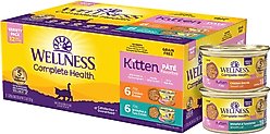 Wellness Complete Health Kitten Variety Pack Grain-Free Canned Cat Food, 3-oz, case of 12