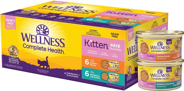 WELLNESS Complete Health Kitten Variety Pack Grain Free Canned Cat Food 3 oz case of 12 Chewy