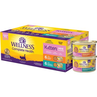 Wellness Wellness Complete Health Kitten Pate Variety Pack Natural Grain-Free Wet Cat Food, 3-oz can, case of 12