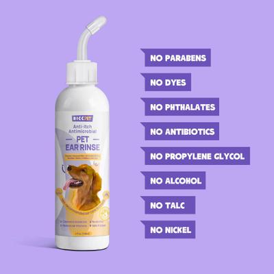 Show full view: HICC PET Antibacterial Ear Rinse with Cotton Swabs, 4-fl oz bottle + Relief Ear Finger Dog Cat & Small Pet Wipes slide 3 of 9