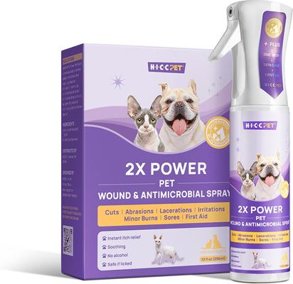 Show full view: HICC PET Deodorizing Glove Wipes, 20 count + 2X Power Wound & Antimicrobial Cat & Dog Skin Treatment Spray, 10.1-oz bottle slide 6 of 9