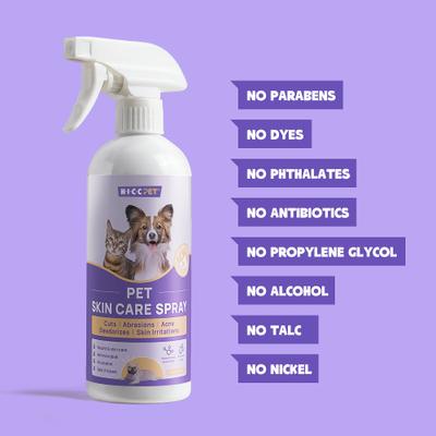 Show full view: HICC PET Portable Deodorizing Glove Grooming Wipes, Rose Scented, 6 count, 3 pack + Skin Care Relief Cat & Dog Spray, 16-oz bottle slide 7 of 9