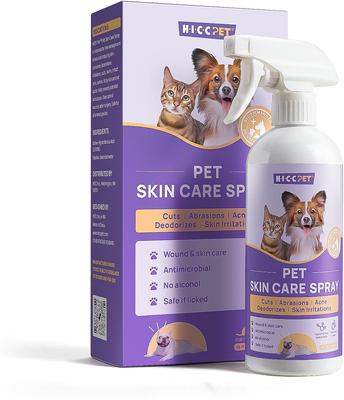 Show full view: HICC PET Portable Deodorizing Glove Grooming Wipes, Rose Scented, 6 count, 3 pack + Skin Care Relief Cat & Dog Spray, 16-oz bottle slide 6 of 9