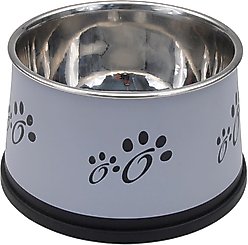 Maslow Design Series Dry Ears Non-Skid Stainless Steel Dog Bowl, Black/Grey, 3.5-cup