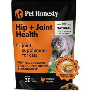 PetHonesty Hip & Joint Chicken Flavored Chews Joint Supplement for Senior Cats, 3.7-oz bag