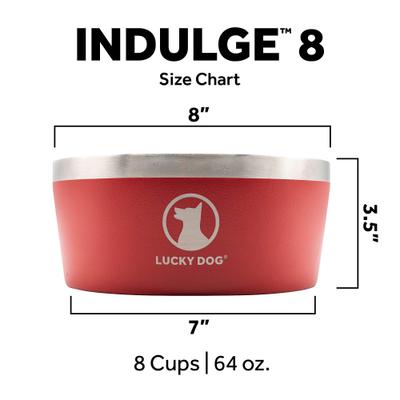 Show full view: Lucky Dog INDULGE Non-skid Stainless Steel Dog & Cat Bowl, Red, 8-cup slide 4 of 11