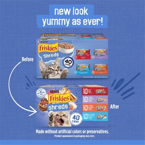 Friskies Shreds in Gravy Variety Pack Canned Cat Food, 5.5-oz can, case of 40