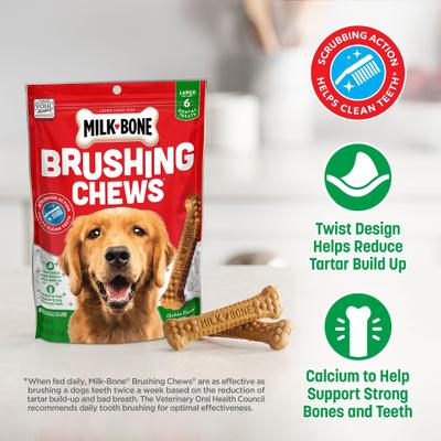 Show full view: Milk-Bone Original Brushing Chews + Fresh Breath Brushing Chews Daily Dental Large Dog Treats slide 8 of 9