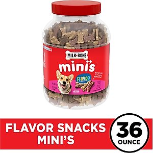 Milk-Bone Mini's Flavor Snacks Beef, Chicken & Bacon Flavored Biscuit Dog Treats, 36-oz tub
