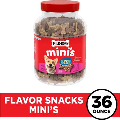Show full view: Milk-Bone Mini's Flavor Snacks Beef, Chicken & Bacon Flavored Biscuit Dog Treats, 36-oz tub slide 4 of 11