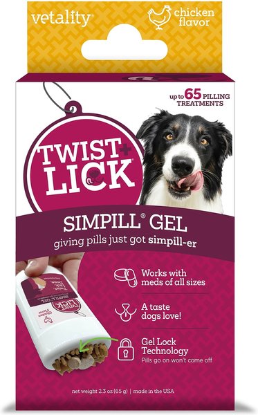 Vetality Twist & Lick SimPill Chicken Flavor Pill Hiding Dog Treat, 2.3-fl oz Dispenser