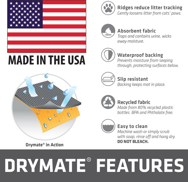 Show full view: Drymate Corner Ridged Cat Litter Trapping Mat, Grey, 29.5-in x 29.5-in slide 7 of 12