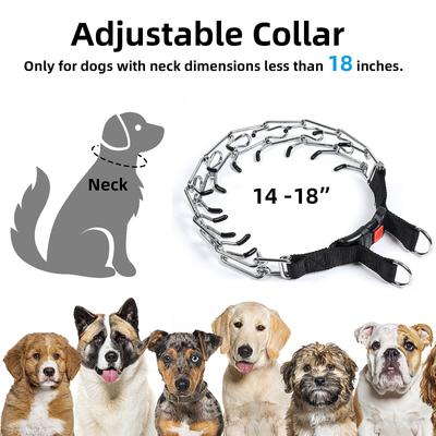 Show full view: Bousnic No Pull Pro-Training Quick Release Buckle Stainless Steel Prong Dog Collar, 20-in neck, 3-mm wide slide 6 of 7