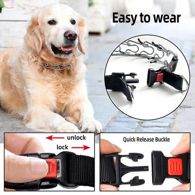 Show full view: Bousnic No Pull Pro-Training Quick Release Buckle Stainless Steel Prong Dog Collar, 22-in neck, 3.5-mm wide slide 4 of 9