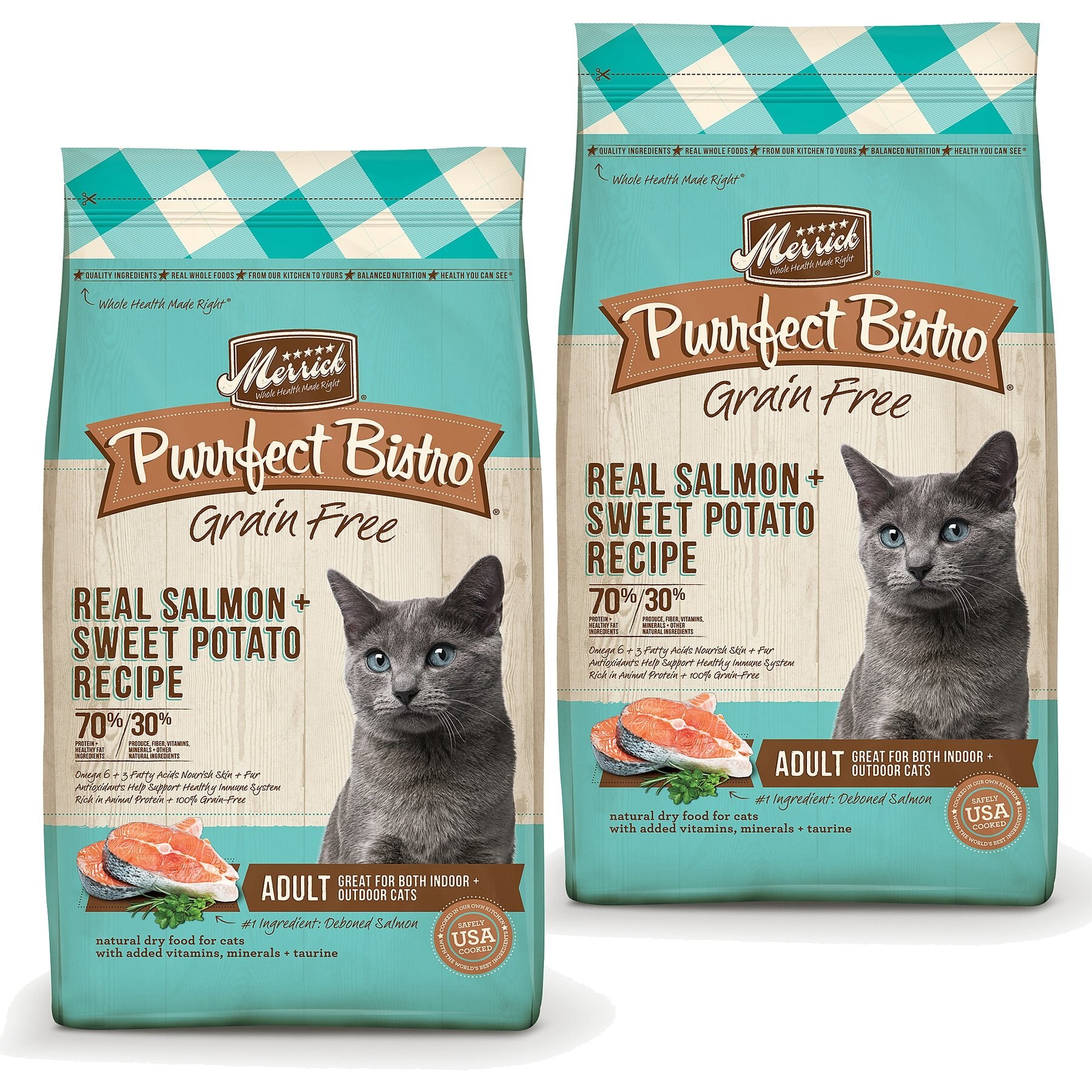 MERRICK Purrfect Bistro Grain Free Real Salmon Sweet Potato Recipe Adult Dry Cat Food 12 lb bag bundle of 2 Chewy