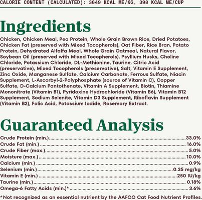 Show full view: Nutro Wholesome Essentials Chicken & Brown Rice Recipe Hairball Control Dry Cat Food, 14-lb bag slide 7 of 10