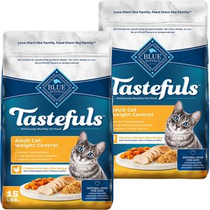 Blue Buffalo Tastefuls Weight Control Adult Dry Cat Food, 15-lb bag, bundle of 2