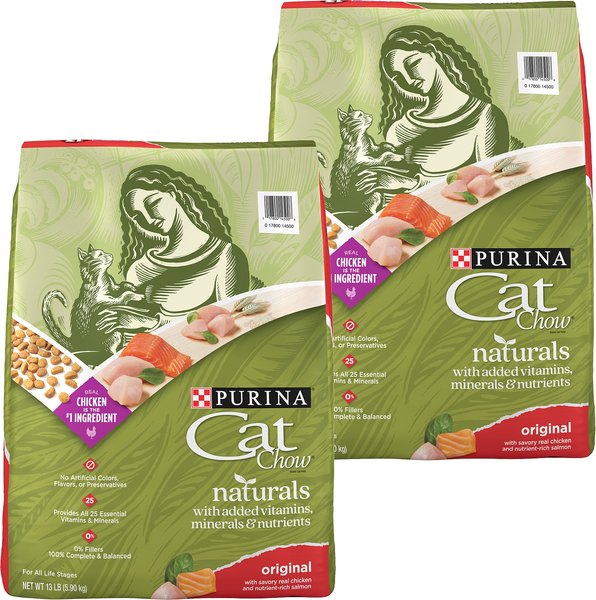 Purina Cat Chow Naturals Original with Added Vitamins Minerals Nutrients Dry Cat Food 13 lb bag bundle of 2 Chewy