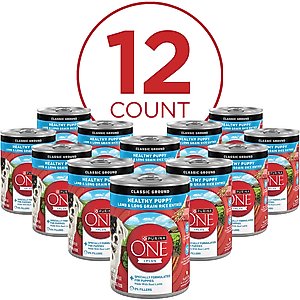 Purina ONE +Plus Classic Ground Healthy Puppy Lamb & Long Grain Rice Entree Canned Dog Food, 13-oz, case of 12