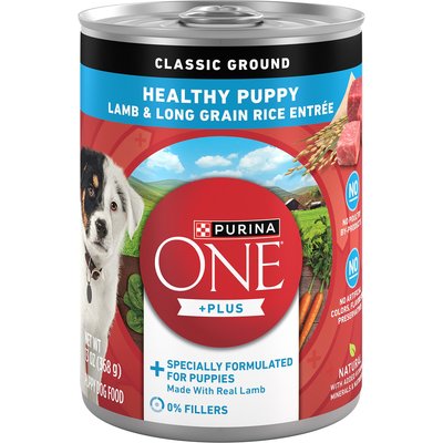 Purina ONE Purina ONE +Plus Classic Ground Healthy Puppy Lamb & Long Grain Rice Entree Canned Dog Food, 13-oz can, bundle of 24