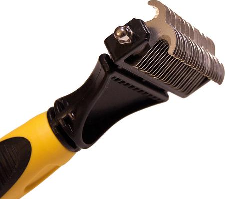 Show full view: Pet Republique Dematting with 12+23 Dual-Side Blades Rake Matt Splitters Dog & Cat Brush, Yellow/Black slide 3 of 8