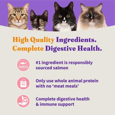 Show full view: Halo Holistic Indoor Wild-Caught Salmon & Whitefish Recipe Complete Digestive Health & Healthy Weight Support Grain-Free Adult Dry Cat Food, 10-lb bag slide 7 of 12