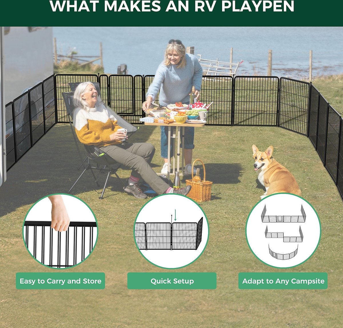FXW Instant Outdoor Dog Playpen, Black