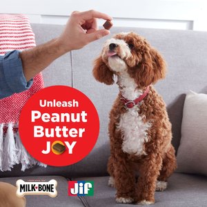 Milk-Bone Peanut Buttery Bites Jif Peanut Butter Soft & Chewy Dog Treats, 4.5-oz bag