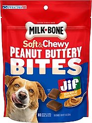 Milk-Bone Peanut Buttery Bites Jif Peanut Butter Soft & Chewy Dog Treats, 11.8-oz bag