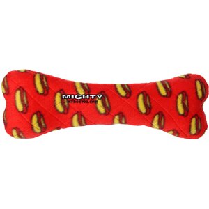 Mighty Bone Squeaky Plush Dog Toy, Red