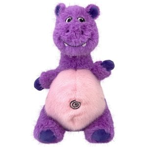 KONG Knots Belly Hippo Tough Squeaky Plush Dog Toy, Purple Pink, Medium/Large