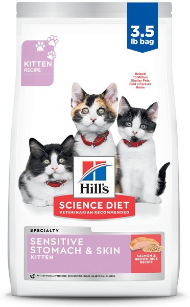 HILL S SCIENCE DIET Kitten Sensitive Stomach Sensitive Skin Salmon Brown Rice Recipe Dry Cat Food 3.5 lb bag Chewy