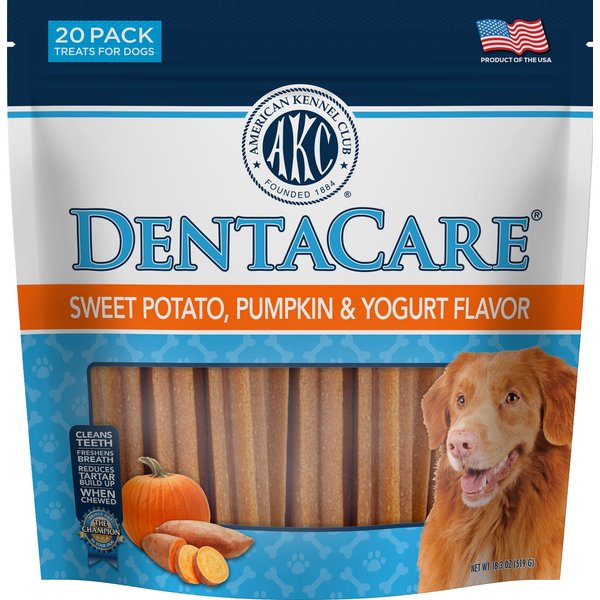 American Kennel Club Treats AKC Dentacare Sweet Pot Pumpkin Stick Dental Dog Chew Treats, 18.3-oz bag