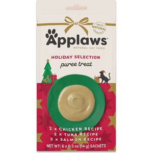 Applaws Holiday Selection Grain-Free Tuna Puree Lickable Cat Treats, 0.5-oz tube, 6 count