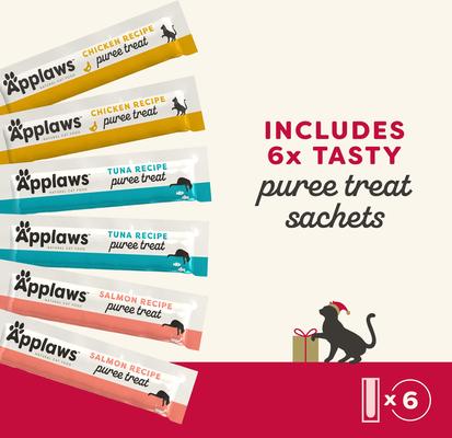 Show full view: Applaws Holiday Selection Grain-Free Tuna Puree Lickable Cat Treats, 0.5-oz tube, 6 count slide 4 of 10