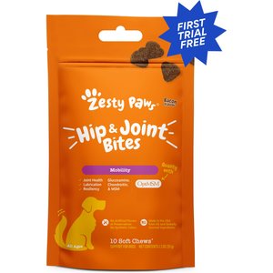 ZESTY PAWS Hemp Calming Bites Peanut Butter Flavored Soft Chews Composure Relaxation Supplement for Dogs 10 count Chewy