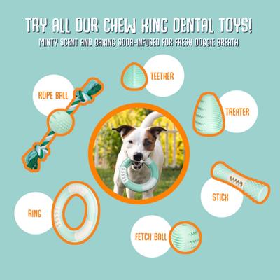 Show full view: Chew King by Mammoth Collection Teether Ball Tough Dental Dog Chew Toy, Green slide 5 of 7