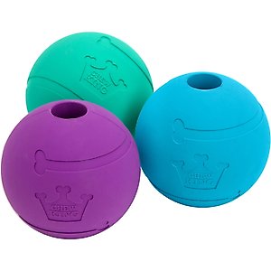 Chew King by Mammoth Dog Fetch Ball Extremely Durable Natural Rubber Tough Dog Chew Toy, Blue, 4-in