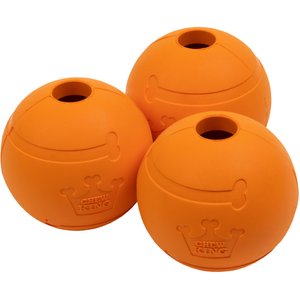 Chew King by Mammoth Bacon Flavor Rubber Ball Tough Dog Chew Toy, Orange, 2 count, 2.5-in