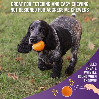 Show full view: Chew King by Mammoth Bacon Flavor Rubber Ball Tough Dog Chew Toy, Orange, 2 count, 2.5-in slide 4 of 8
