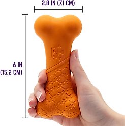 Chew King by Mammoth Bacon Flavor Rubber Bone Tough Dog Chew Toy, Orange slide 2 of 5