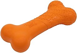 Chew King by Mammoth Bacon Flavor Rubber Bone Tough Dog Chew Toy, Orange
