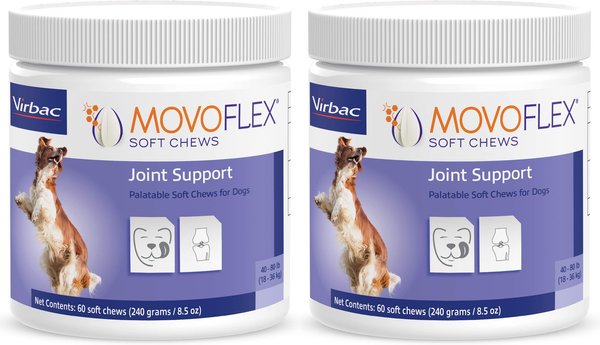 VIRBAC MOVOFLEX Soft Chews Joint Supplement for Medium Breed Dogs 60 count bundle of 2 Chewy